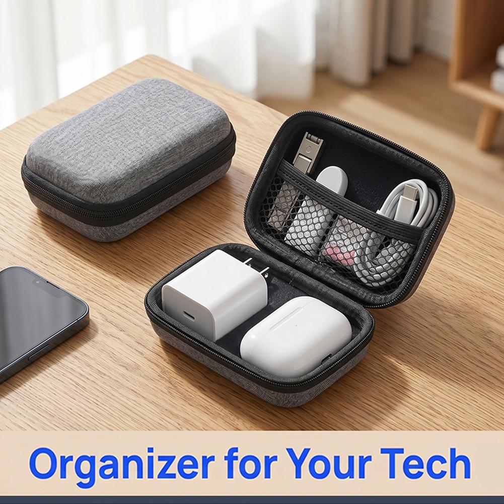 Cable Organizer Bag - Business Headphone Bag Portable Zipper Earphone