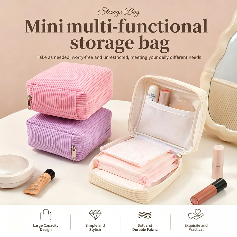 Cable Organizer Bag - Large Capacity Sanitary Pads Bag Cosmetics