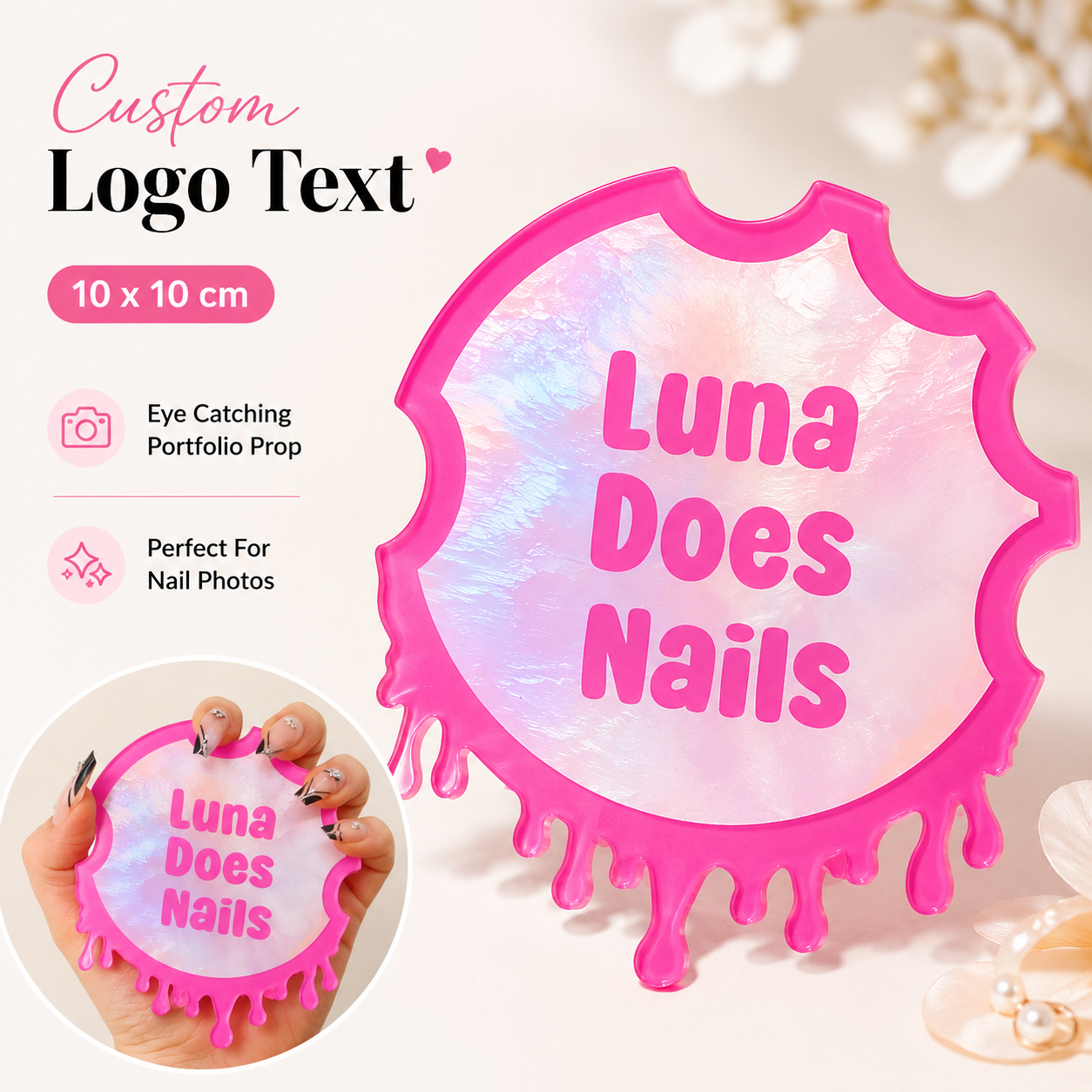 Tech Accessories Logo - Custom Nailfie Disc Acrylic Nail Photo