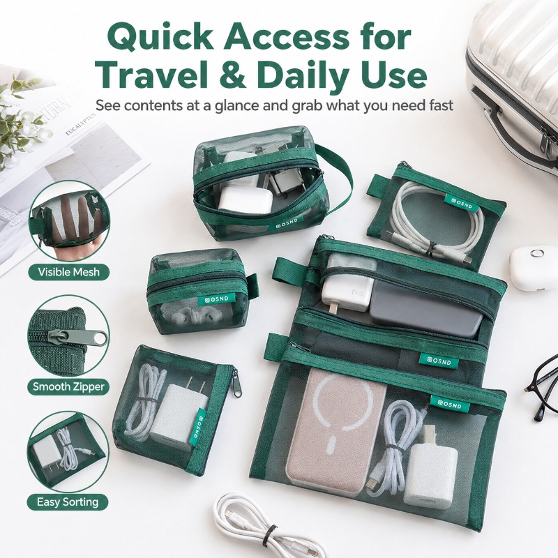 6PCS Portable Mesh Tech Access - Tech Woven Accessories review and price