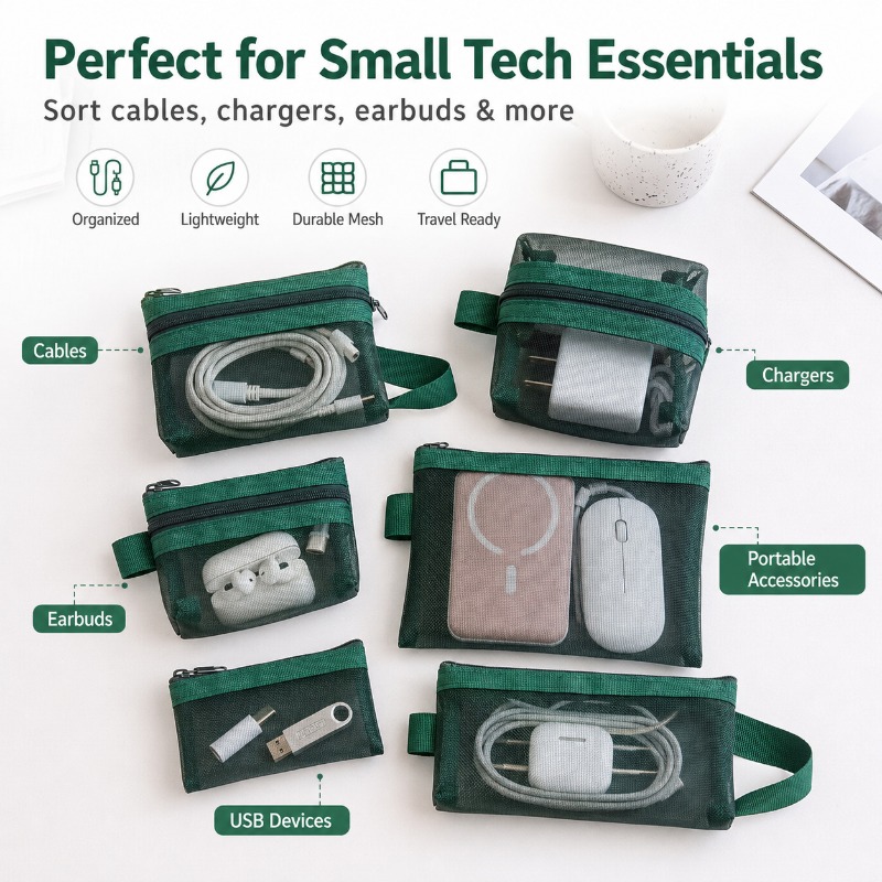 6PCS Portable Mesh Tech Access - Tech Woven Accessories review and price
