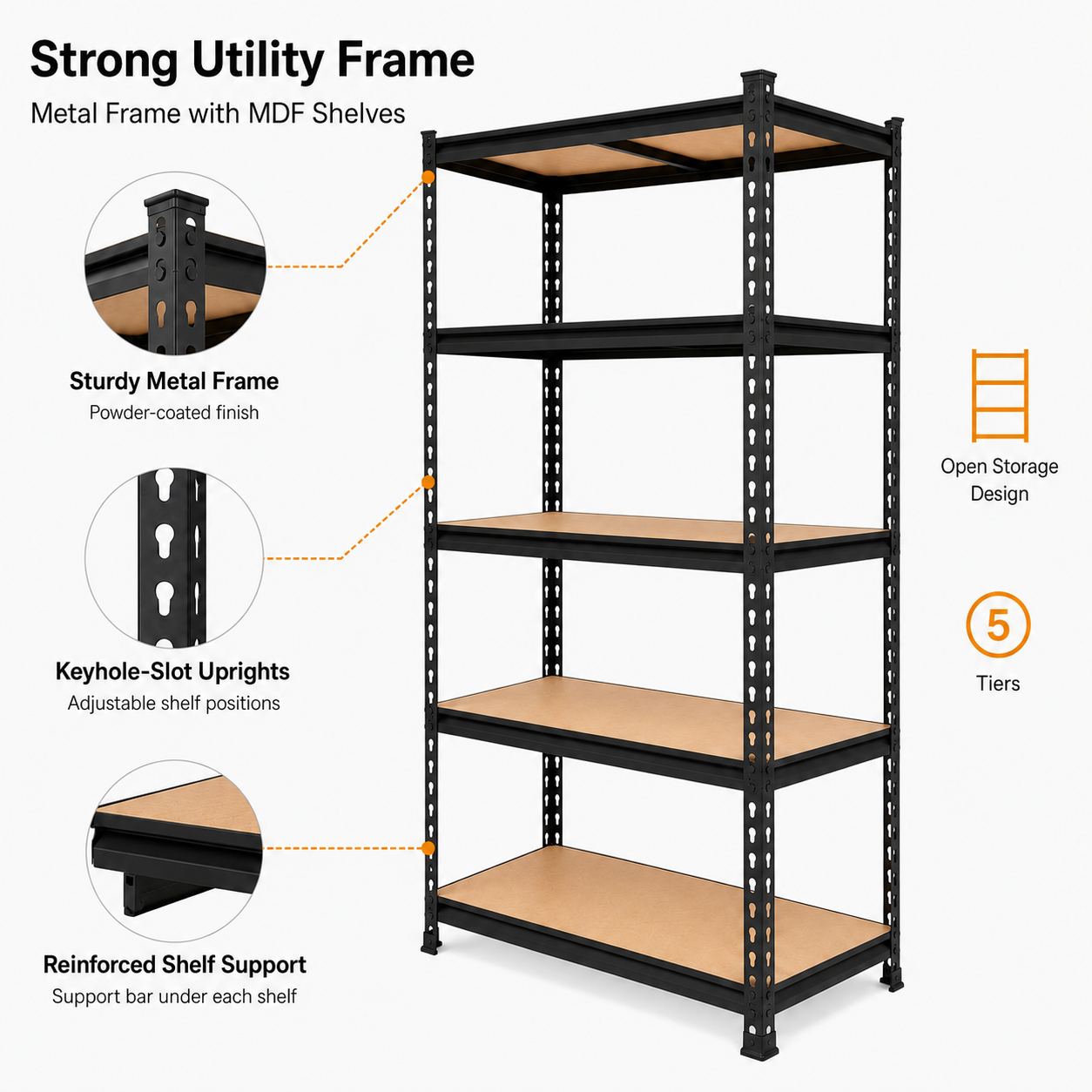 Heavy Duty 5-Tier Metal Shelvi - Tech Room Accessories review and price